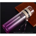 400ML Custom Double Wall Insulated Glass Water Bottle With Filter Reusable Glass Water Bottle